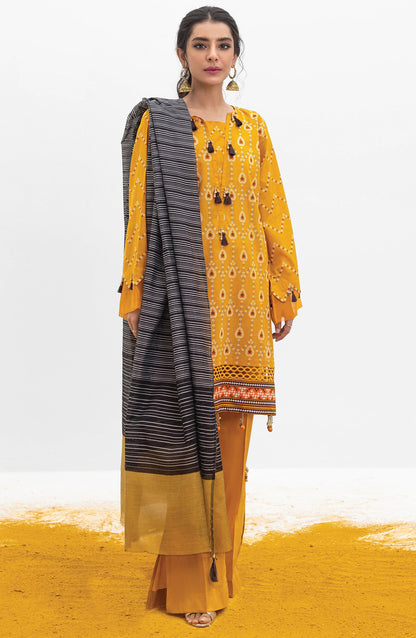 Orient - Unstitched 3 Piece Printed Lawn Shirt , Cambric Pant and Yarn Dyed Dupatta