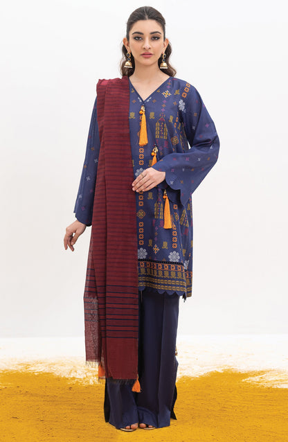 Orient - Unstitched 3 Piece Printed Lawn Shirt , Cambric Pant and Yarn Dyed Dupatta