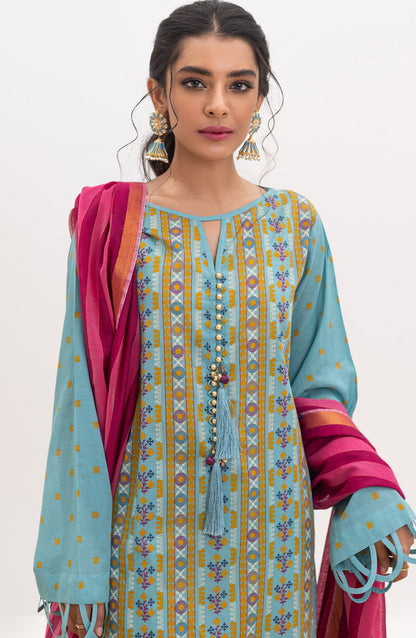 Orient - Unstitched 3 Piece Printed Lawn Shirt , Cambric Pant and Yarn Dyed Dupatta