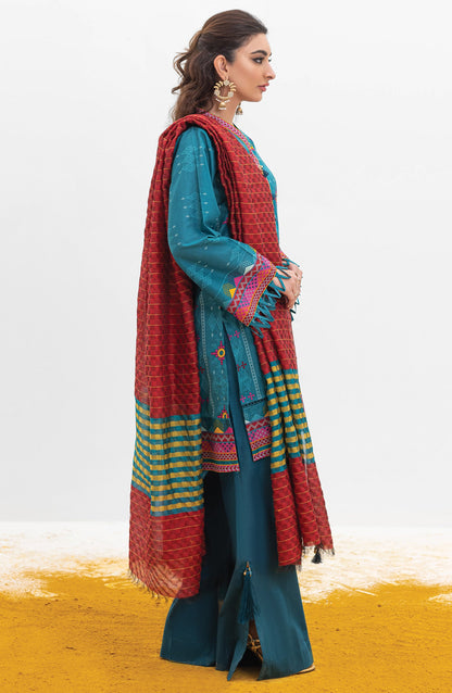Orient - Unstitched 3 Piece Printed Lawn Shirt , Cambric Pant and Yarn Dyed Dupatta