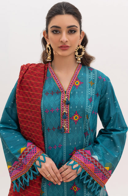 Orient - Unstitched 3 Piece Printed Lawn Shirt , Cambric Pant and Yarn Dyed Dupatta