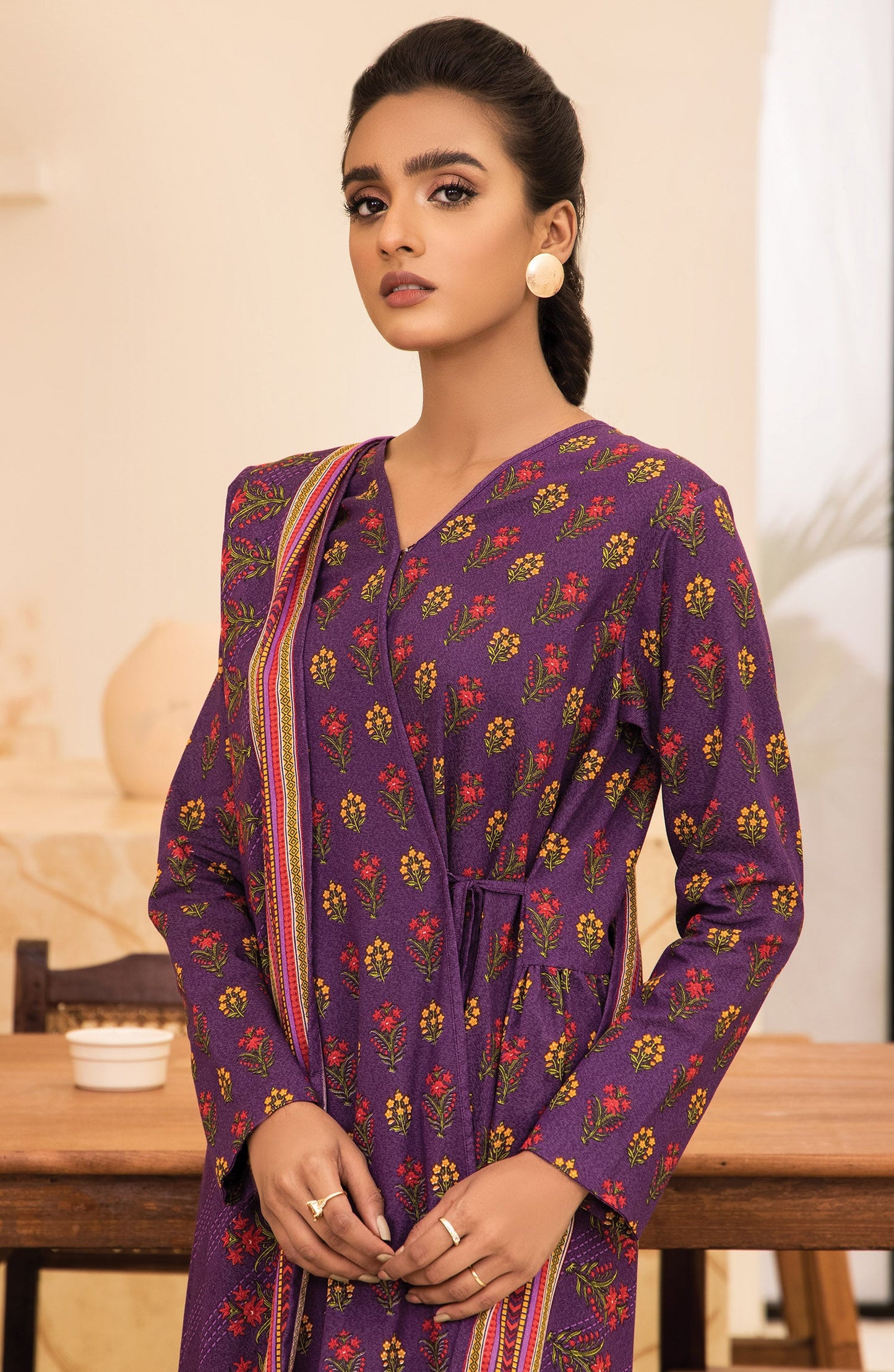 Orient - Unstitched 3 Piece Printed Karandi Shirt , Pant and Karandi Shawl Dupatta