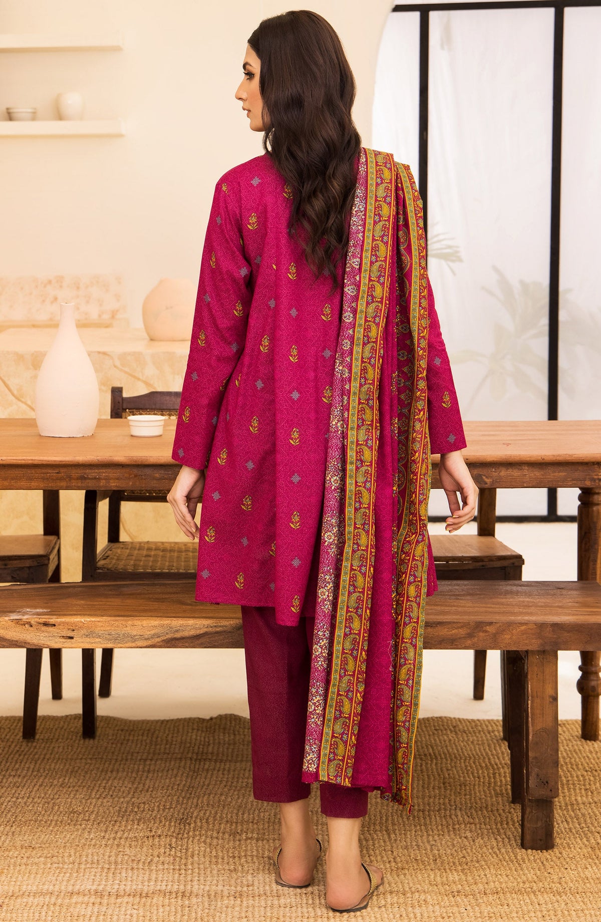 Orient - Unstitched 3 Piece Printed Karandi Shirt , Pant and Karandi Shawl Dupatta