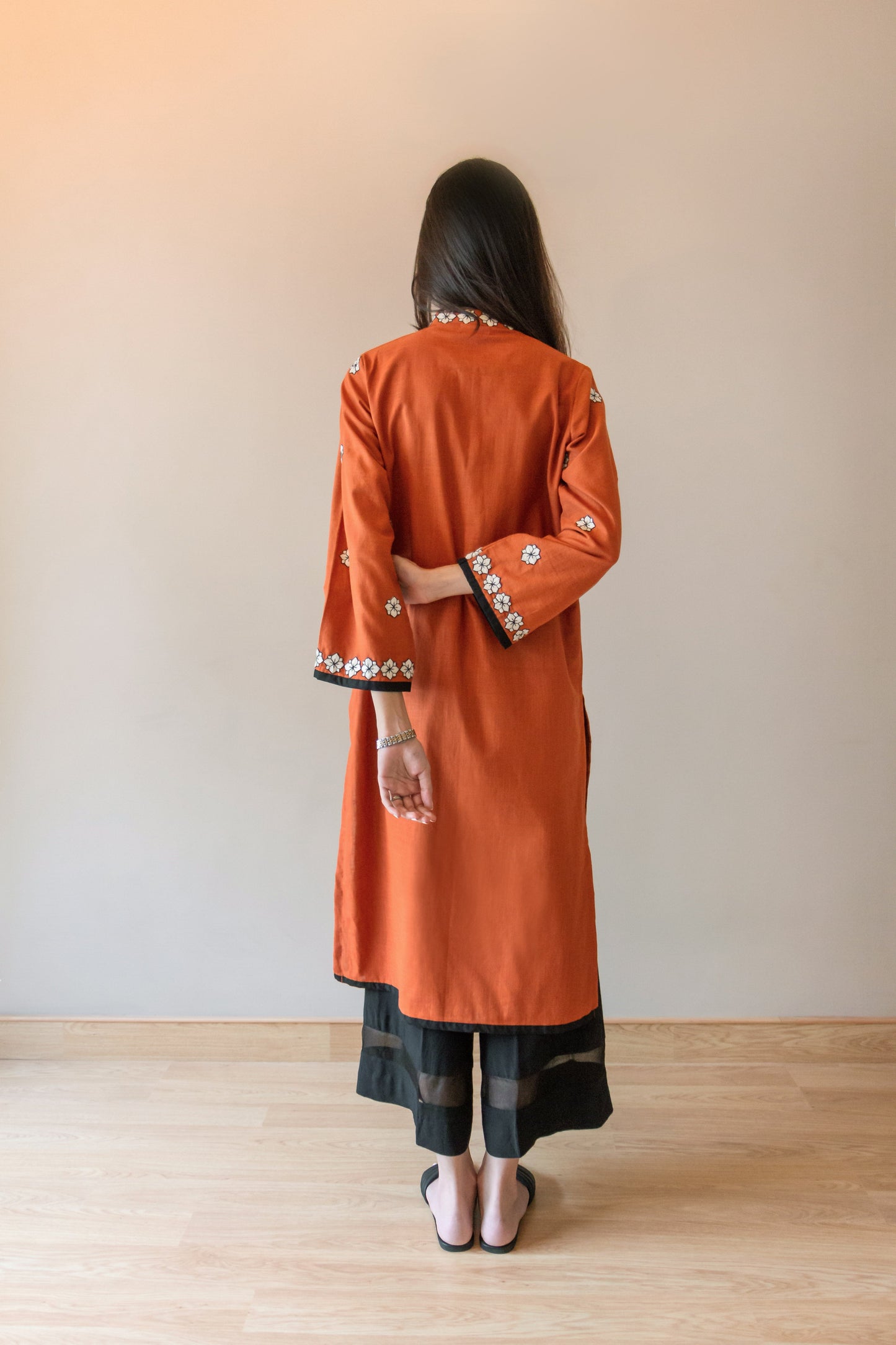 Ayesha Naveed - Rust hand embroidered kameez