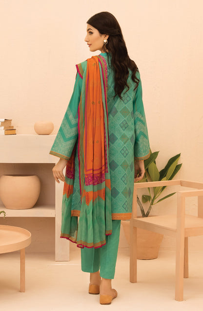 Orient - Unstitched 3 Piece Printed Lawn Shirt , Cambric Pant and Chiffon Dupatta