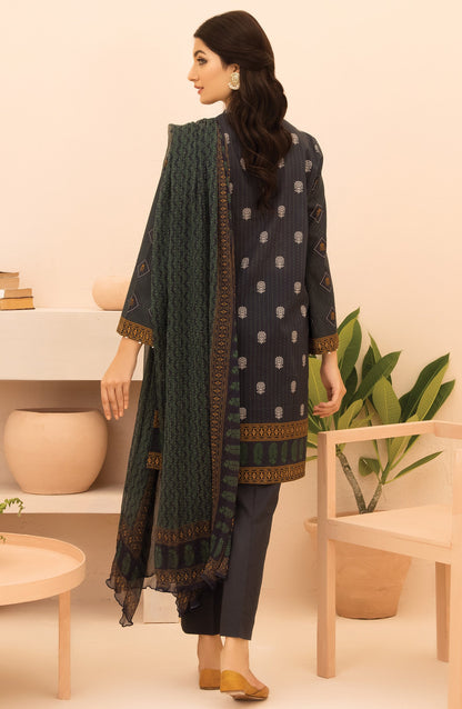 Orient - Unstitched 3 Piece Embroidered Heavy Lawn Shirt , Cambric Pant and Chiffon Dupatta