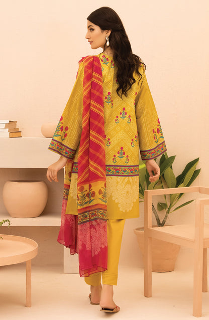 Orient - Unstitched 3 Piece Printed Lawn Shirt , Cambric Pant and Chiffon Dupatta