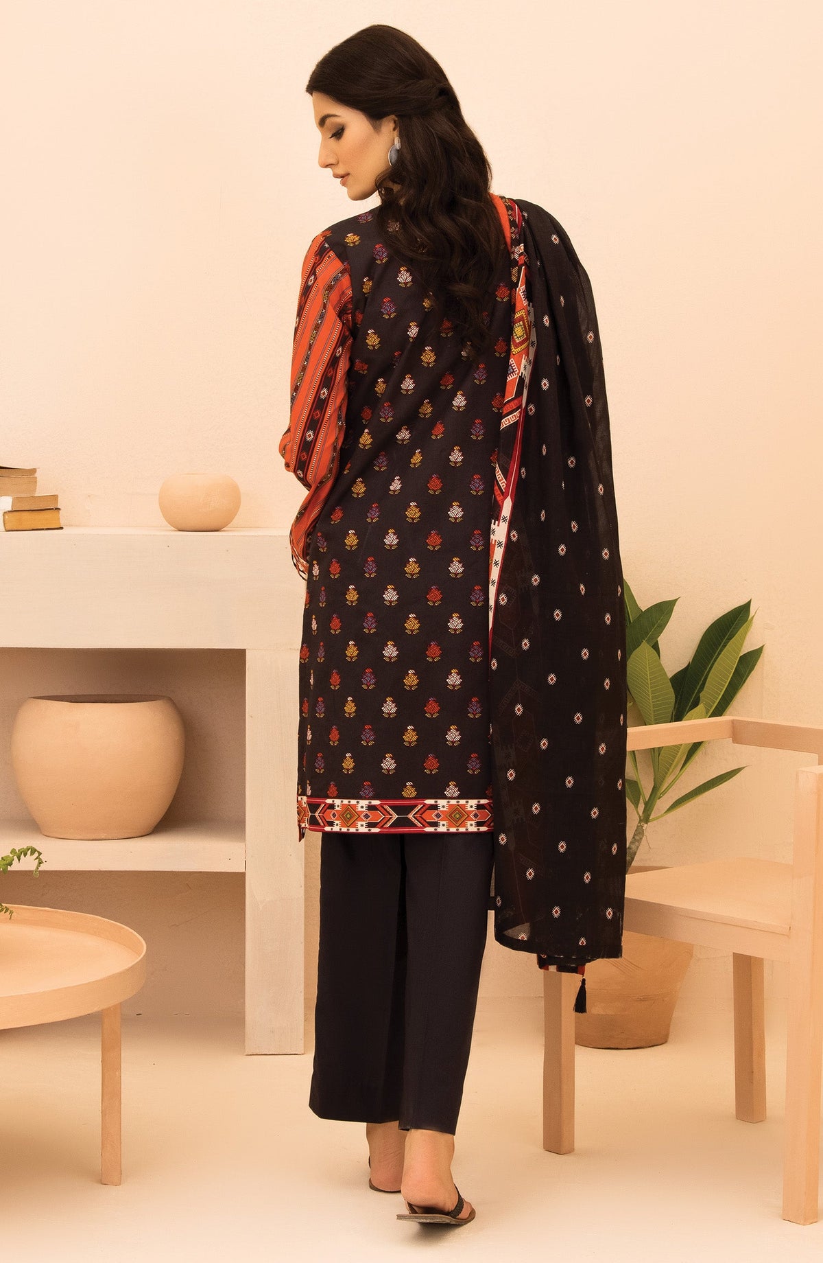 Orient - Unstitched 3 Piece Printed Lawn Shirt , Dyed Textured Pant and Lawn Dupatta
