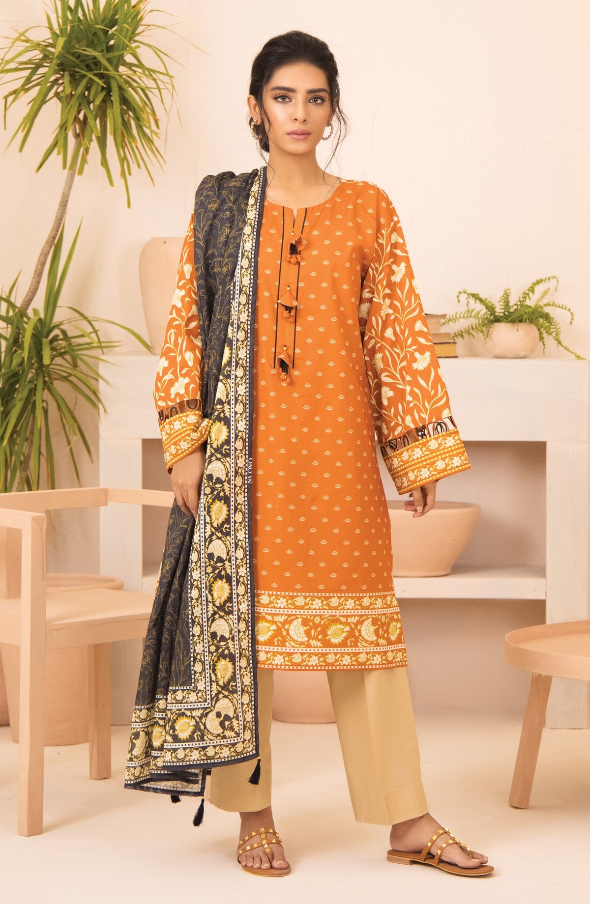Orient - Unstitched 2 Piece Printed Lawn Shirt and Dobby Dupatta