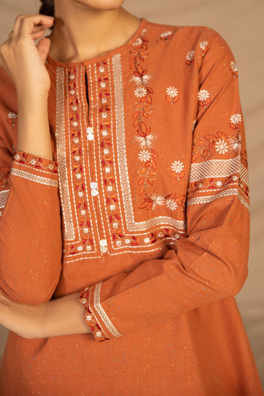 Embroidered Mélange Shirt