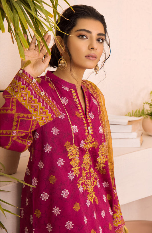 Orient - Unstitched 2 Piece Embroidered Lawn Shirt and Chiffon Dupatta