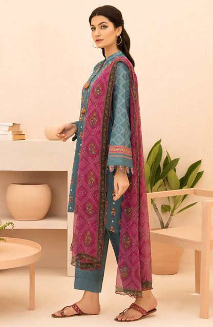 Orient - Unstitched 3 Piece Printed Lawn Shirt , Cambric Pant and Chiffon Dupatta