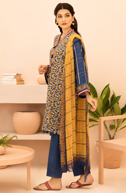 Orient - Unstitched 3 Piece Printed Lawn Shirt , Cambric Pant and Chiffon Dupatta