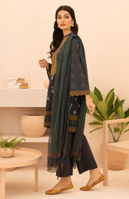 Orient - Unstitched 3 Piece Embroidered Heavy Lawn Shirt , Cambric Pant and Chiffon Dupatta