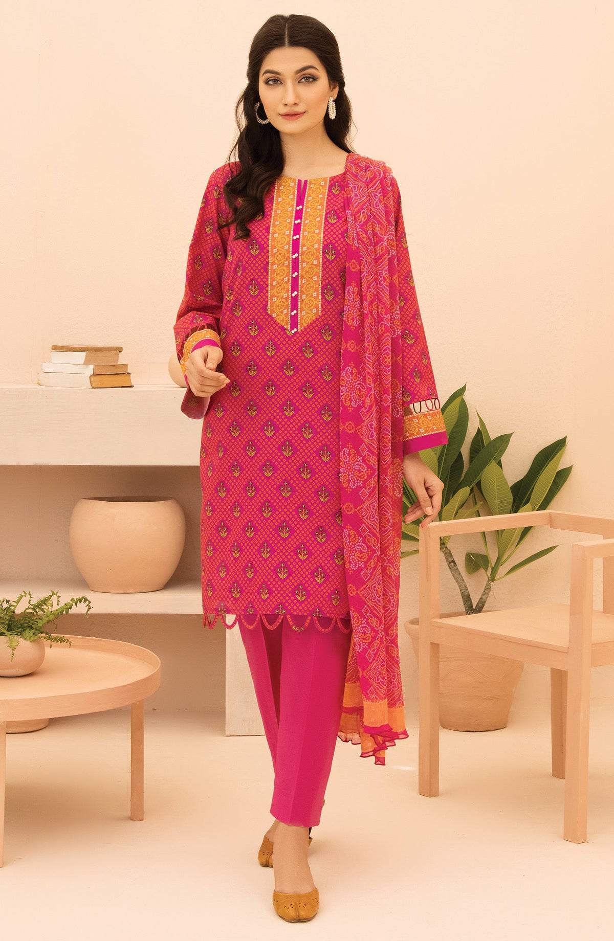 Orient - Unstitched 3 Piece Printed Lawn Shirt, Cambric Pant and Chiffon Dupatta