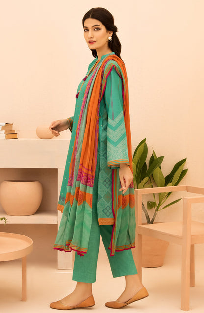 Orient - Unstitched 3 Piece Printed Lawn Shirt , Cambric Pant and Chiffon Dupatta