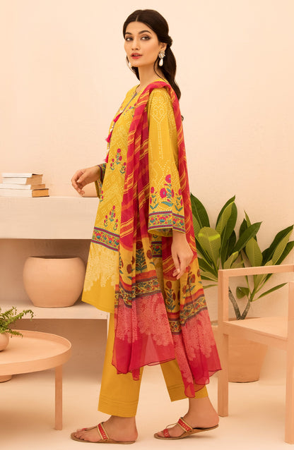 Orient - Unstitched 3 Piece Printed Lawn Shirt , Cambric Pant and Chiffon Dupatta