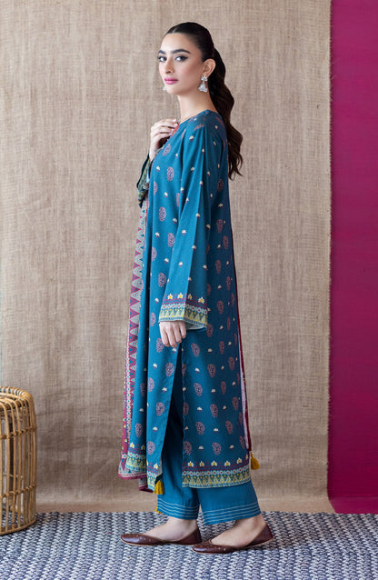 Orient - Unstitched 3 Piece Embroidered Linen Shirt , Linen Pant and Linen Dupatta