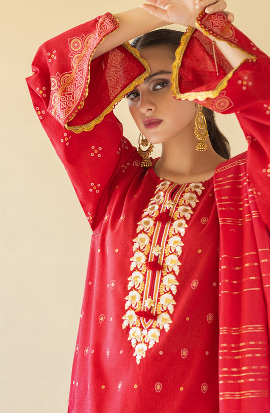Orient - Unstitched 3 Piece Embroidered Karandi Shirt , Karandi Pant and Karandi Dupatta