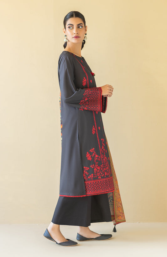 Orient - Unstitched 3 Piece Embroidered Cambric Shirt , Cambric Pant and Lawn Dupatta