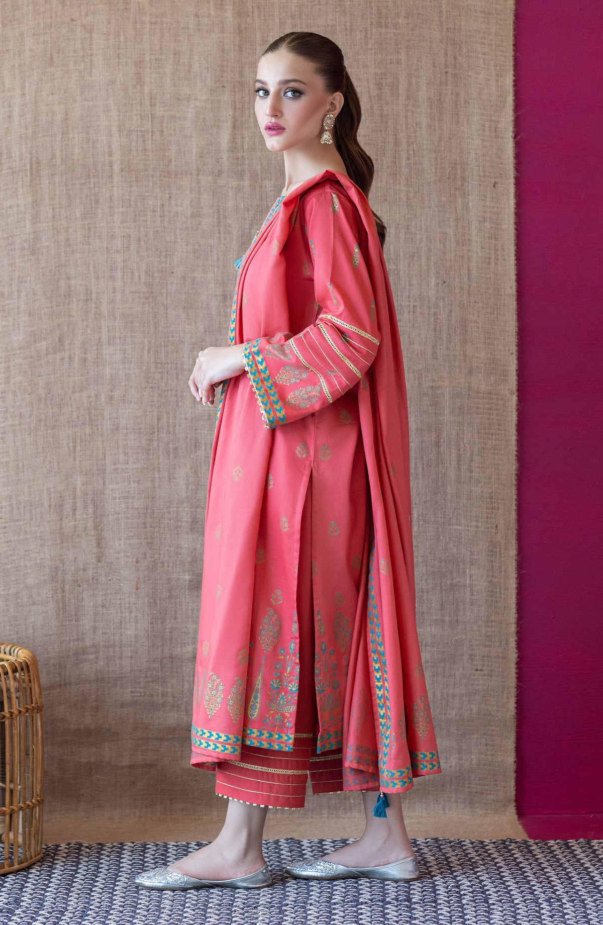 Orient - Unstitched 3 Piece Embroidered Cottel Shirt , Cottel Pant and Cottel Dupatta