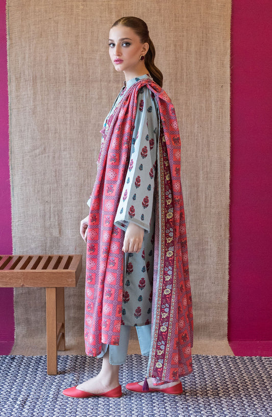 Orient - Unstitched 3 Piece Printed Karandi Shirt , Karandi Pant and Karandi Dupatta