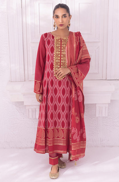Orient - Unstitched 3 Piece Embroidered Jacquard Shirt , Cambric Pant and Jacquard Dupatta