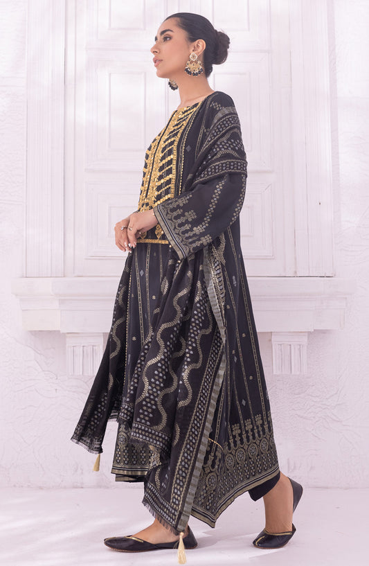 Orient - Unstitched 3 Piece Embroidered Jacquard Shirt , Cambric Pant and Jacquard Dupatta