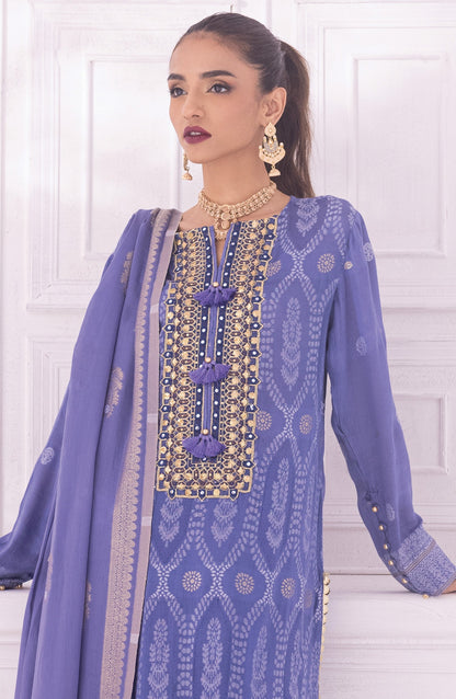 Orient - Unstitched 3 Piece Embroidered Jacquard Shirt , Cambric Pant and Jacquard Dupatta