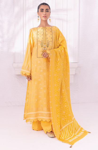 Orient - Unstitched 3 Piece Embroidered Jacquard Shirt , Cambric Pant and Jacquard Dupatta