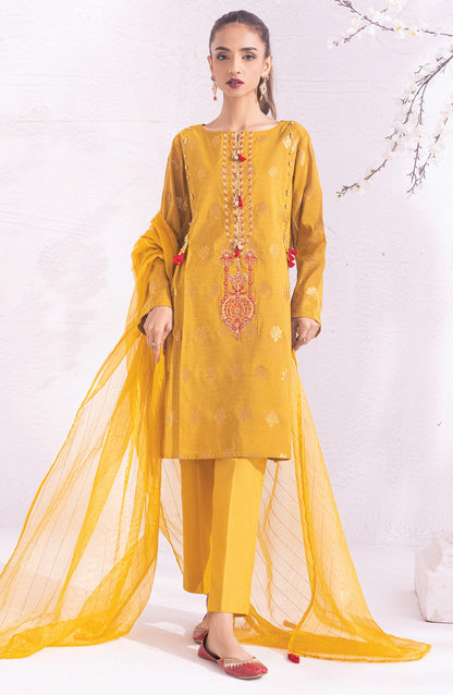 Orient - Unstitched 3 Piece Embroidered Jacquard Shirt , Raw Silk Pant and Fancy Dupatta