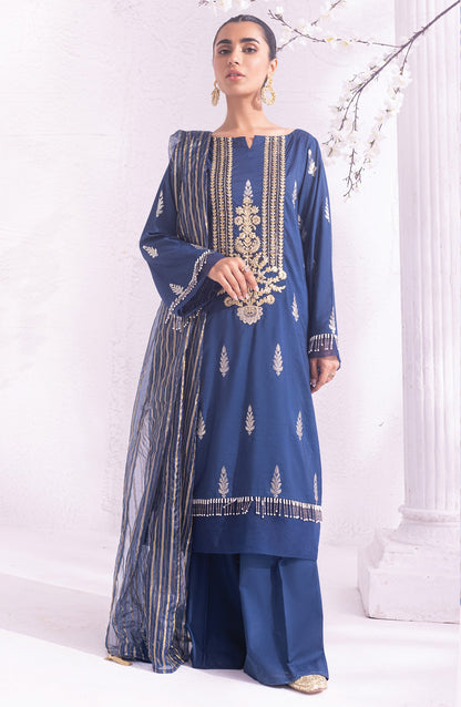 Orient - Unstitched 3 Piece Embroidered Jacquard Shirt , Raw Silk Pant and Fancy Dupatta