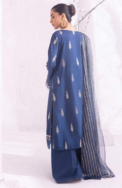 Orient - Unstitched 3 Piece Embroidered Jacquard Shirt , Raw Silk Pant and Fancy Dupatta