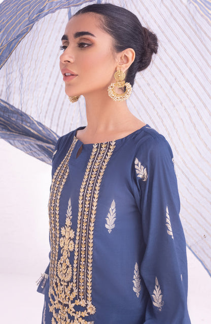 Orient - Unstitched 3 Piece Embroidered Jacquard Shirt , Raw Silk Pant and Fancy Dupatta