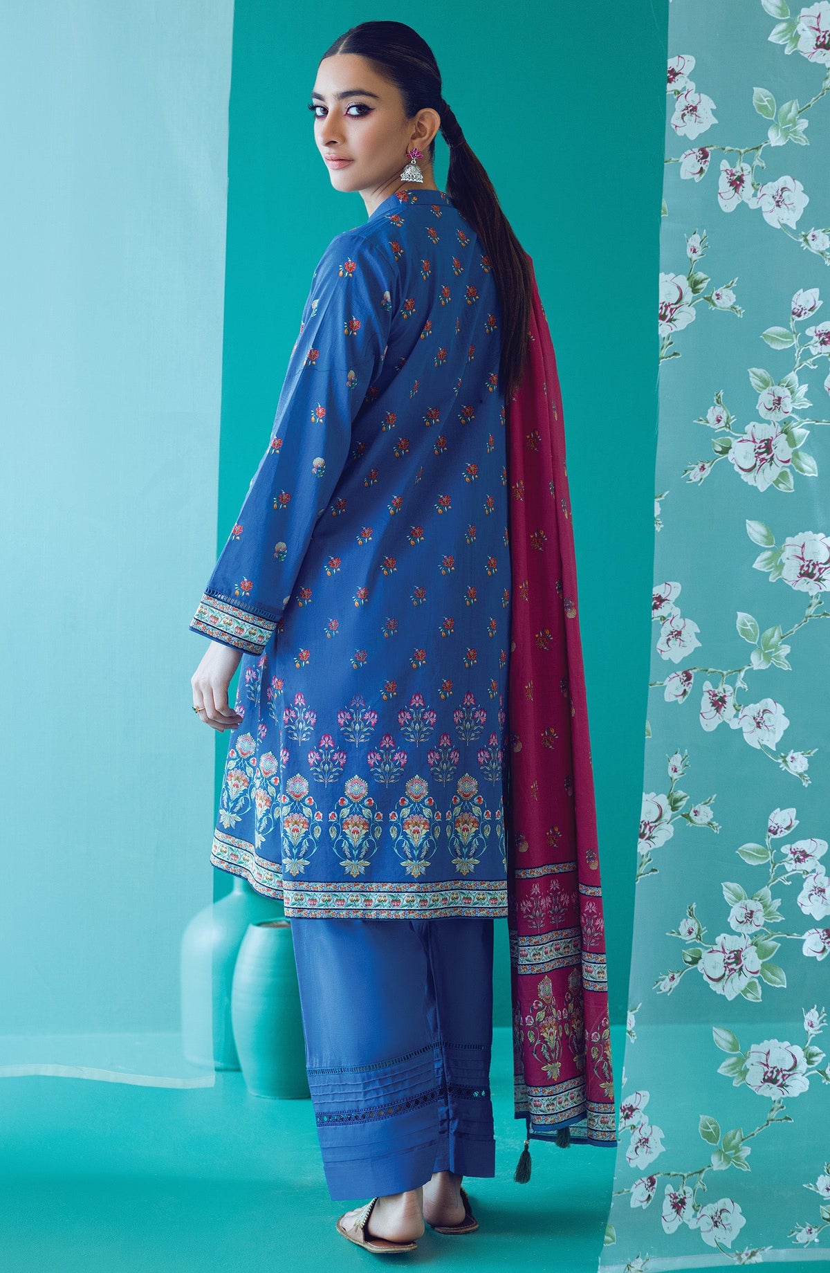 Orient - Unstitched 3 Piece Printed Heavy Lawn Shirt , Cambric Pant and Lawn Dupatta