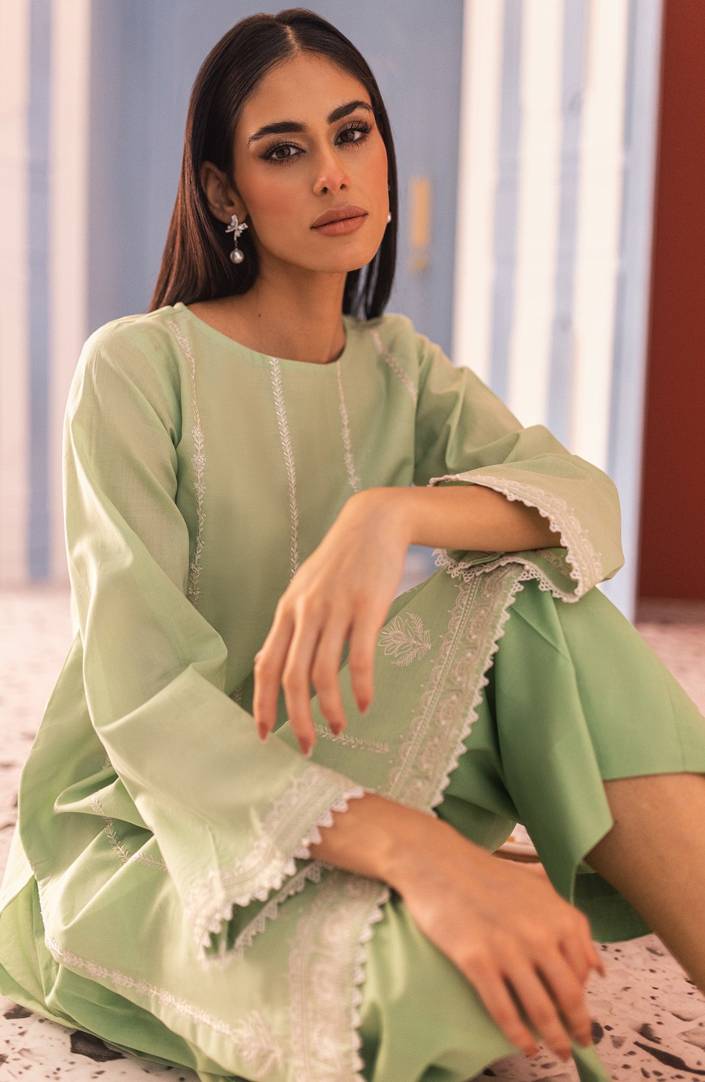 Orient - Stitched 2 Piece Embroidered Cambric Shirt and Cambric Pant