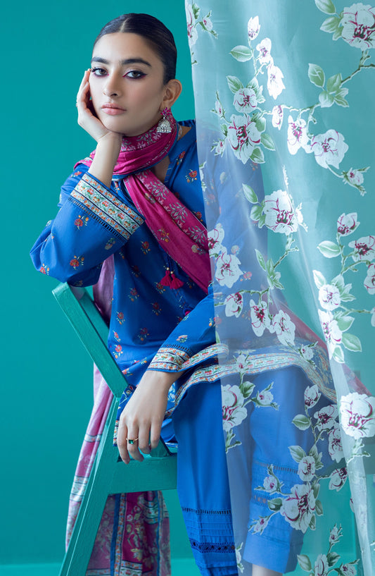 Orient - Unstitched 3 Piece Printed Heavy Lawn Shirt , Cambric Pant and Lawn Dupatta