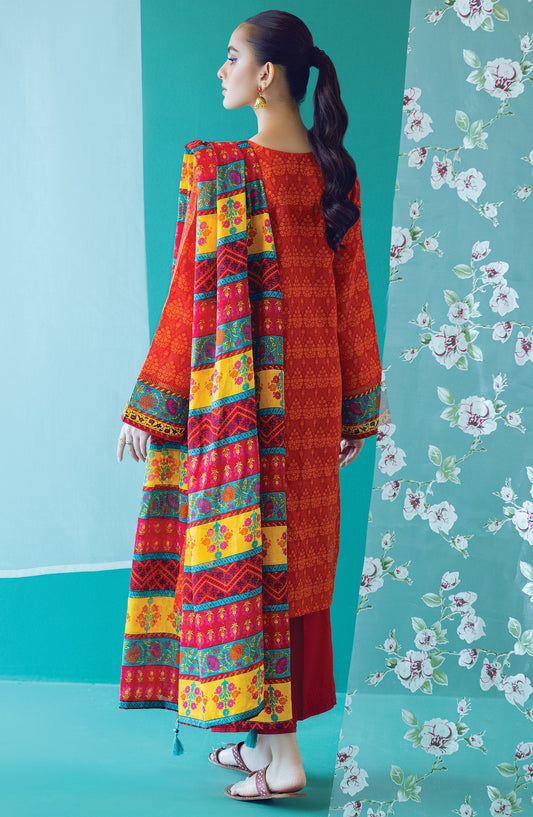 Orient - Unstitched 3 Piece Printed Heavy Lawn Shirt , Cambric Pant and Lawn Dupatta