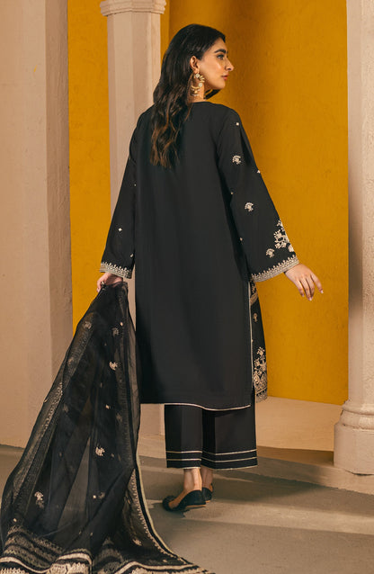 Orient - Stitched 3 Piece Embroidered Cotton Silk Shirt , Cotton Silk Pant and Organza Dupatta