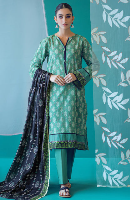 Orient - Unstitched 3 Piece Printed Heavy Lawn Shirt , Cambric Pant and Lawn Dupatta
