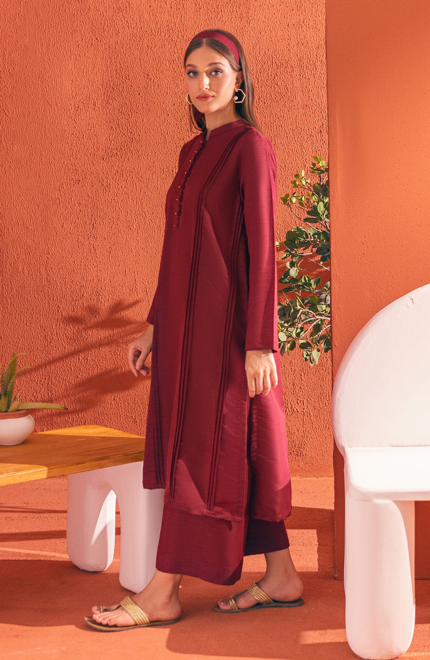 Orient - Stitched 2 Piece Plain Raw Silk Shirt and Raw Silk Pant