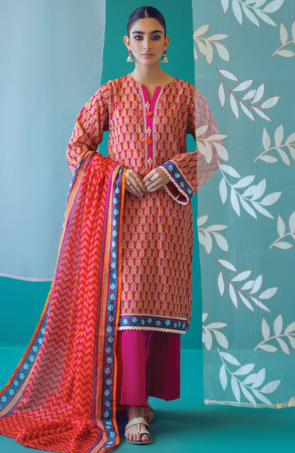Orient - Unstitched 3 Piece Printed Heavy Lawn Shirt , Cambric Pant and Lawn Dupatta