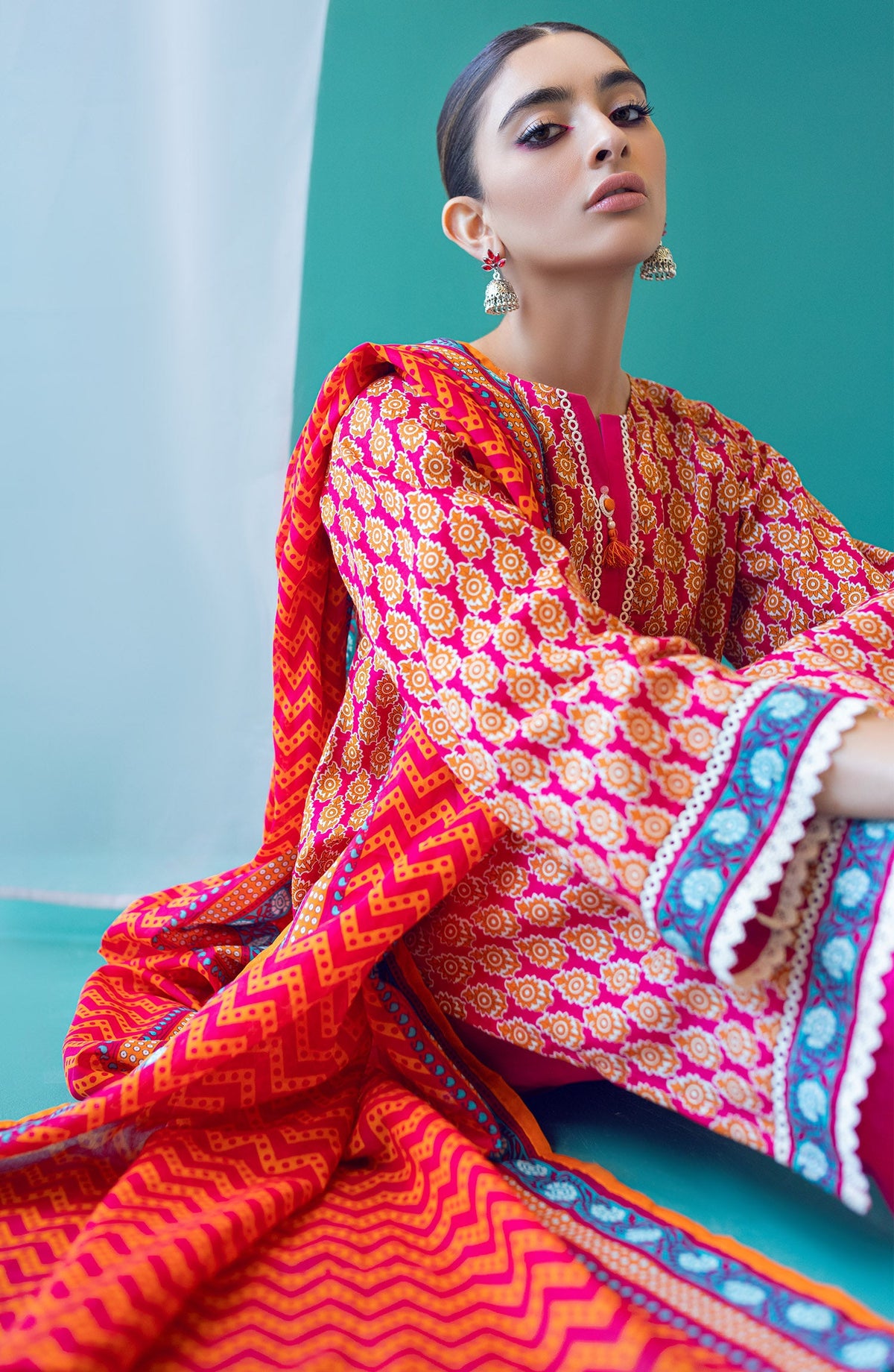 Orient - Unstitched 3 Piece Printed Heavy Lawn Shirt , Cambric Pant and Lawn Dupatta