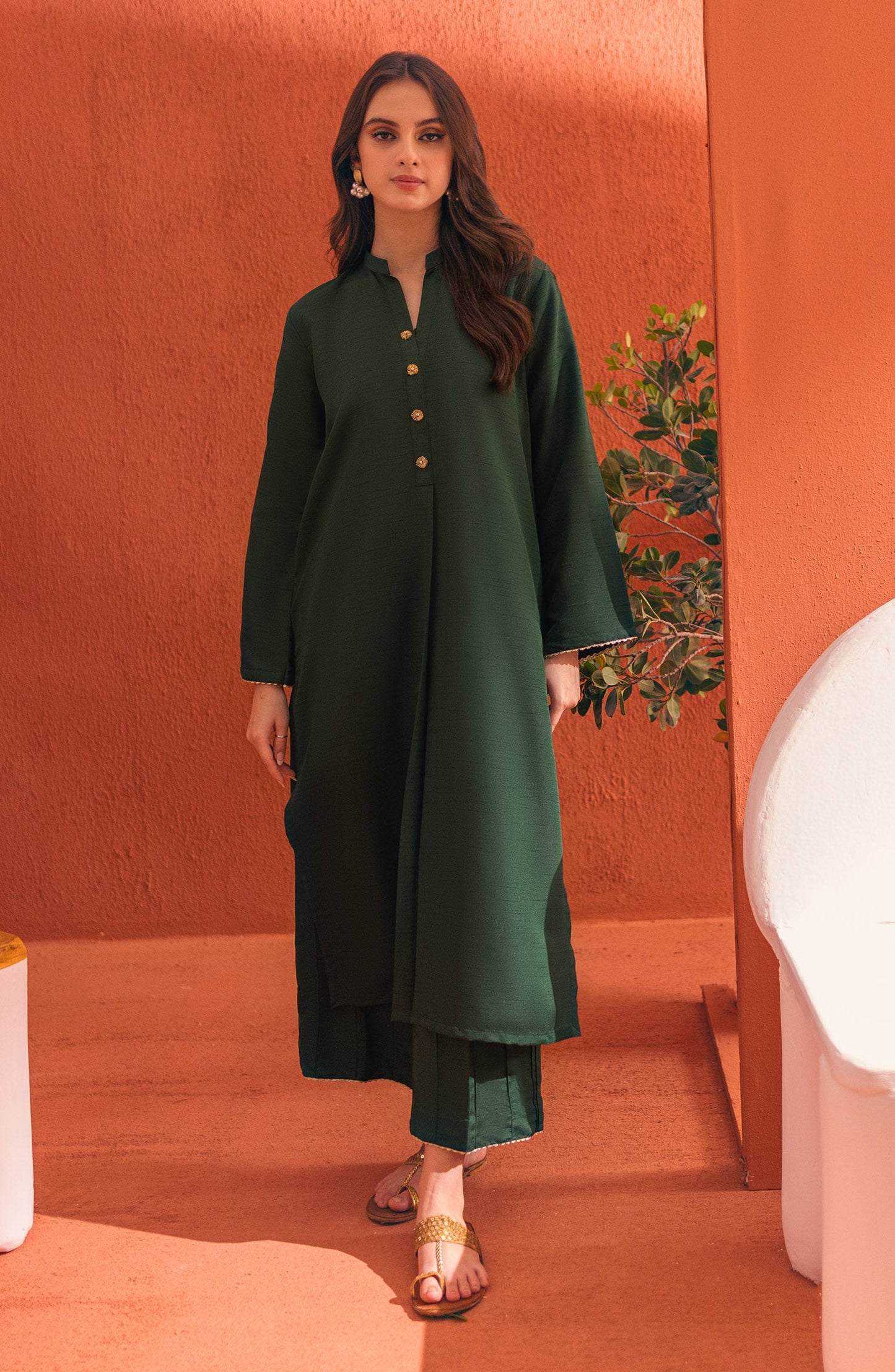 Orient - Stitched 2 Piece Plain Raw Silk Shirt and Raw Silk Pant