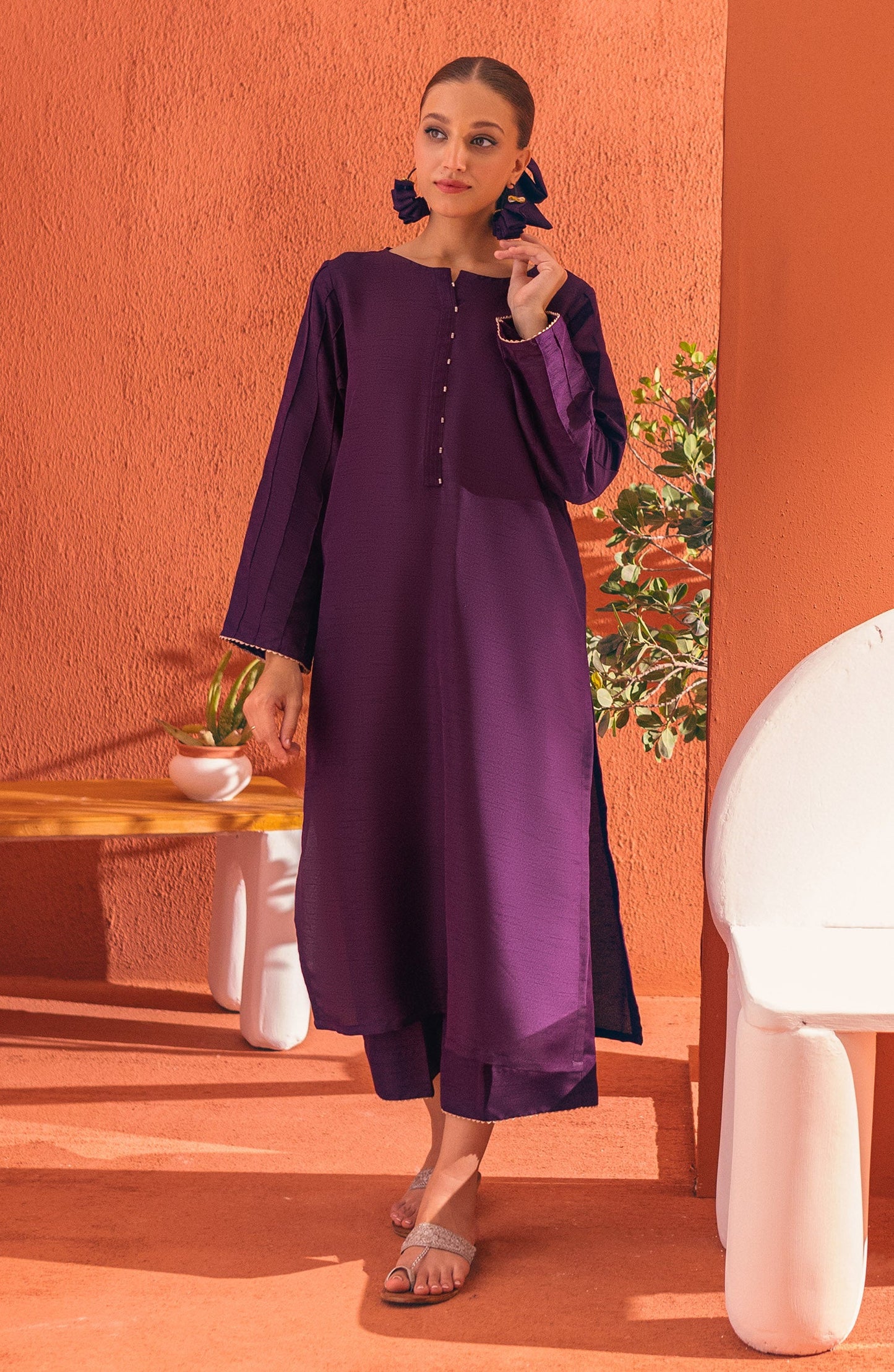 Orient - Stitched 2 Piece Plain Raw Silk Shirt and Raw Silk Pant