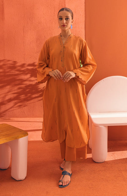 Orient - Stitched 2 Piece Plain Jacquard Shirt and Cambric Pant