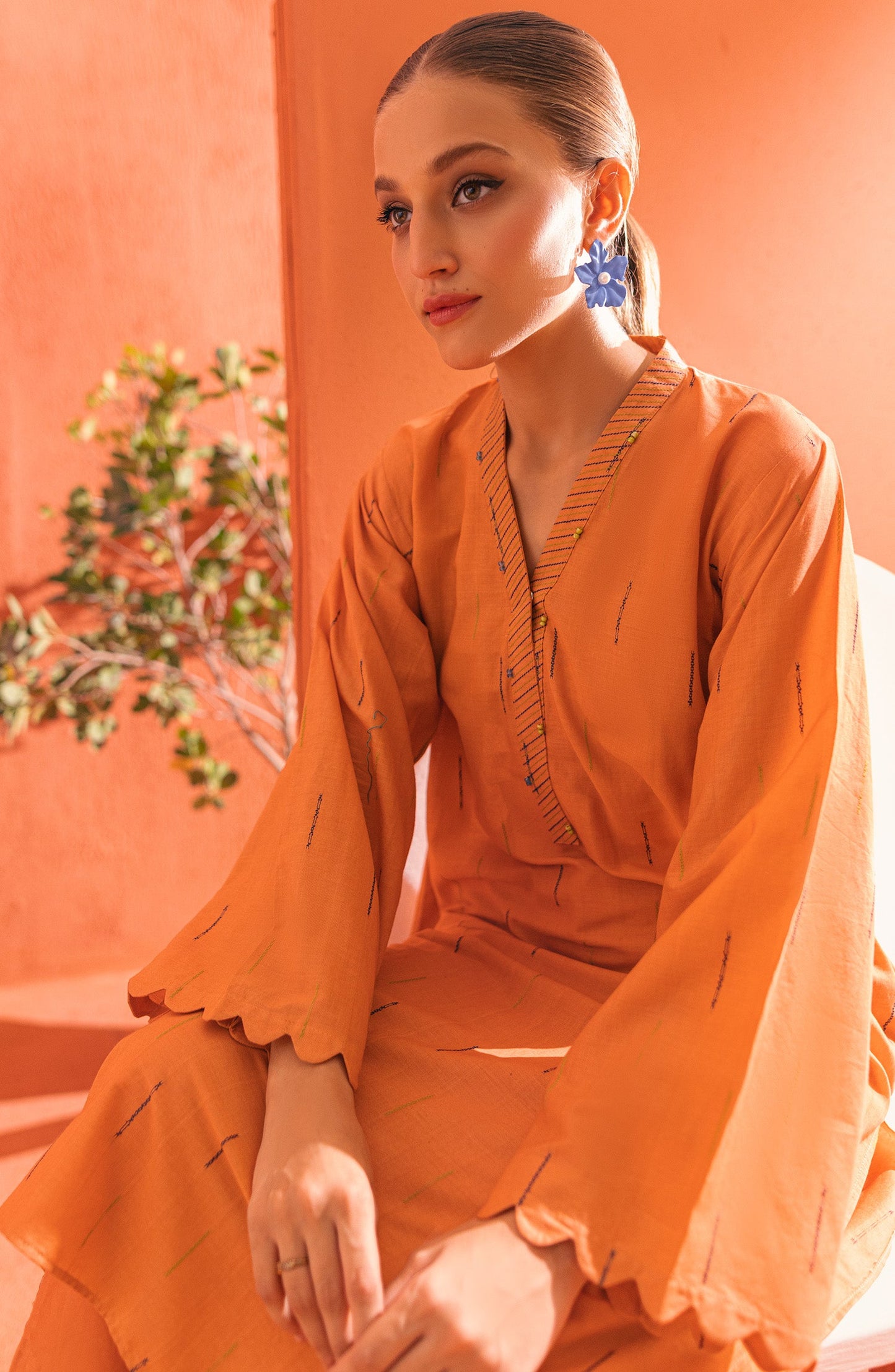 Orient - Stitched 2 Piece Plain Jacquard Shirt and Cambric Pant