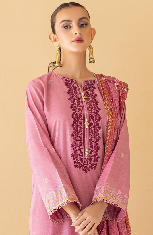 Orient - Unstitched 3 Piece Embroidered Karandi Shirt , Karandi Pant and Karandi Dupatta