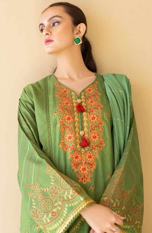 Orient - Unstitched 3 Piece Embroidered Karandi Shirt , Karandi Pant and Karandi Dupatta