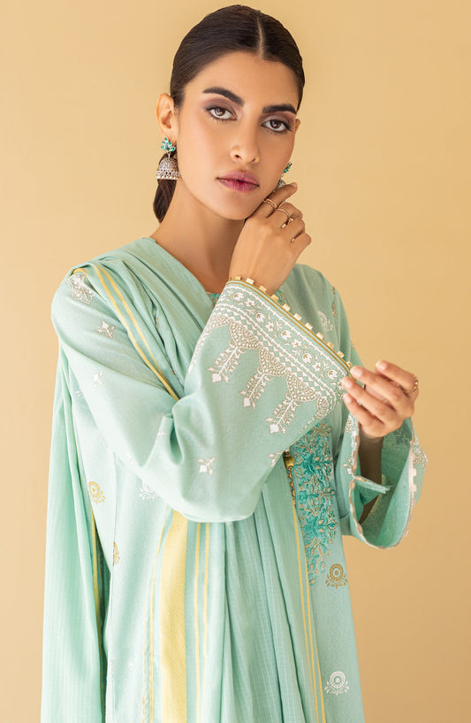 Orient - Unstitched 3 Piece Embroidered Karandi Shirt , Karandi Pant and Karandi Dupatta